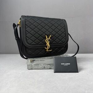 Authentic Saint Laurent Black Quilted Messenger Bag